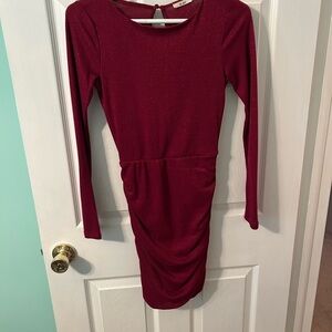 Mi Amore Burgundy Long Sleeve Dress